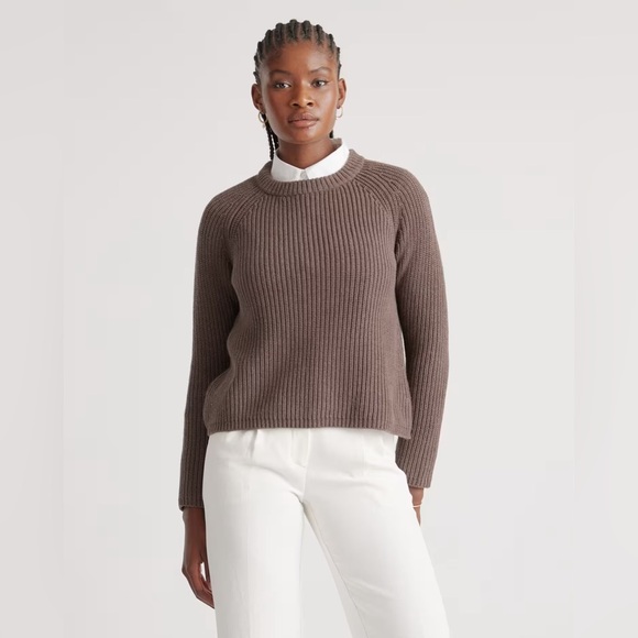 Quince Sweaters - Quince 100% Organic Cotton Fisherman Crew Sweater Brown Women’s Size X-Small